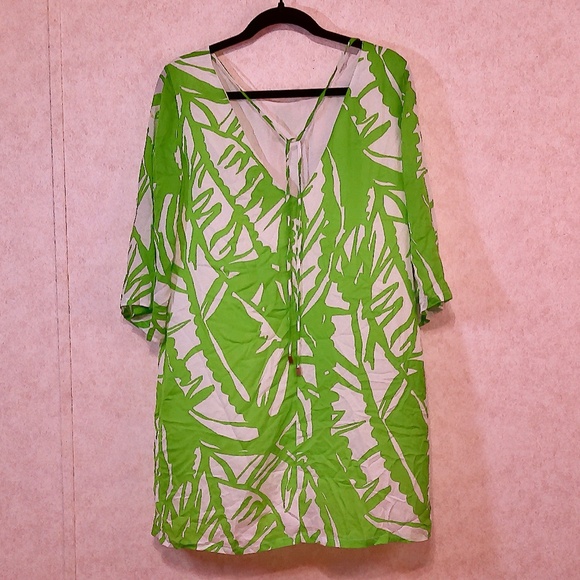 NWOT Lilly Pulitzer Anniversary Bamboo Pattern 3/4 Sleeve Low Cut Back Lined SzM - Picture 4 of 8